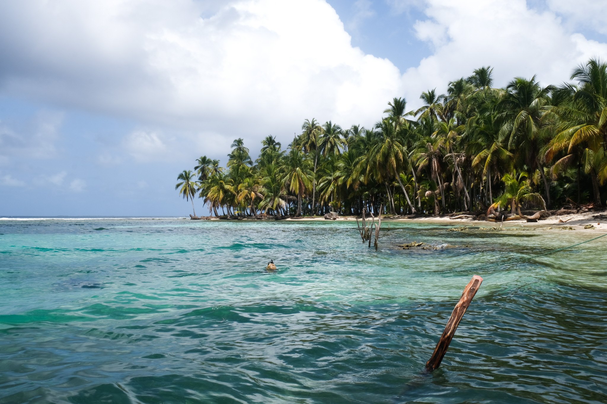 Aguas turquesas junto a un islote de Guna Yala
